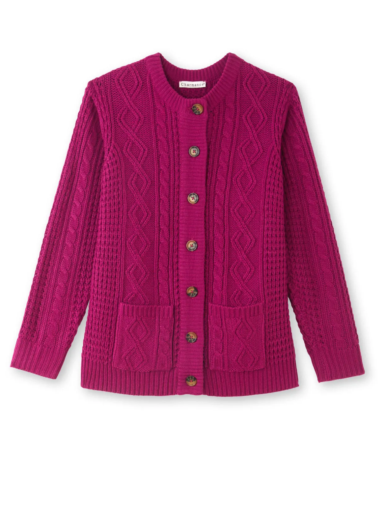 Femme Daxon Cardigan torsadé col rond