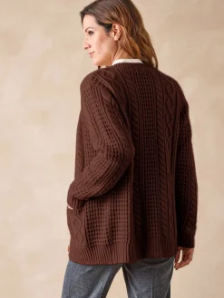 Femme Daxon Cardigan torsadé col rond