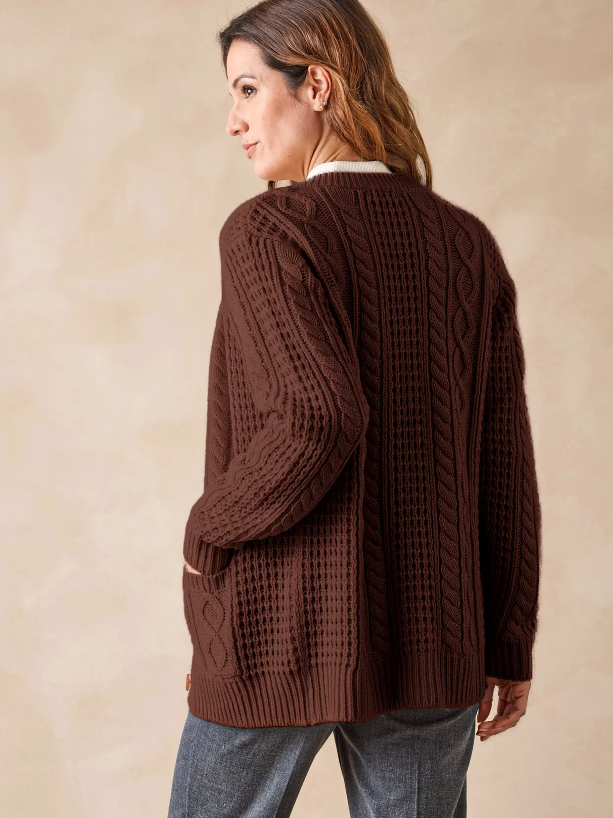 Femme Daxon Cardigan torsadé col rond