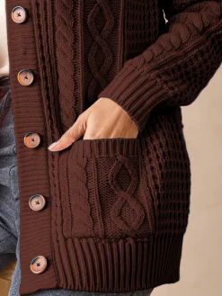 Femme Daxon Cardigan torsadé col rond