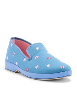 Femme Pédiconfort Charentaises brodées intérieur éponge