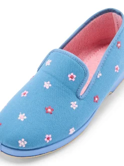 Femme Pédiconfort Charentaises brodées intérieur éponge