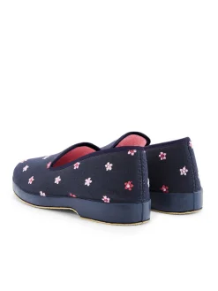 Femme Pédiconfort Charentaises brodées intérieur éponge