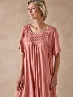 Daxon Chemise de nuit courte évasée fluide