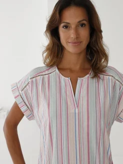 Daxon Chemise de nuit en seersucker