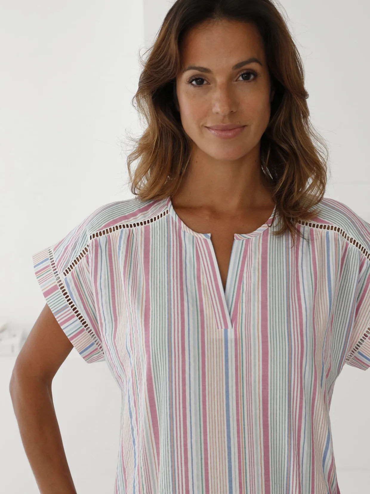 Daxon Chemise de nuit en seersucker