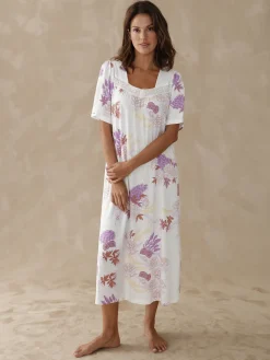 Daxon Chemise de nuit longue manches papillon