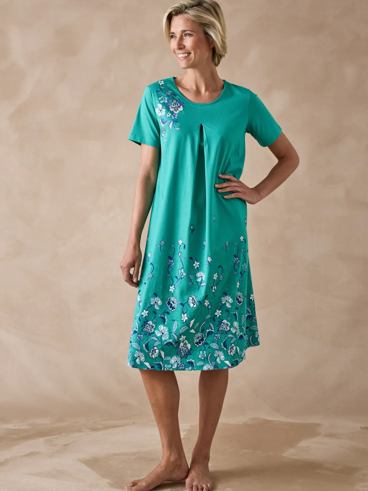 Daxon Chemise de nuit manches courtes coton