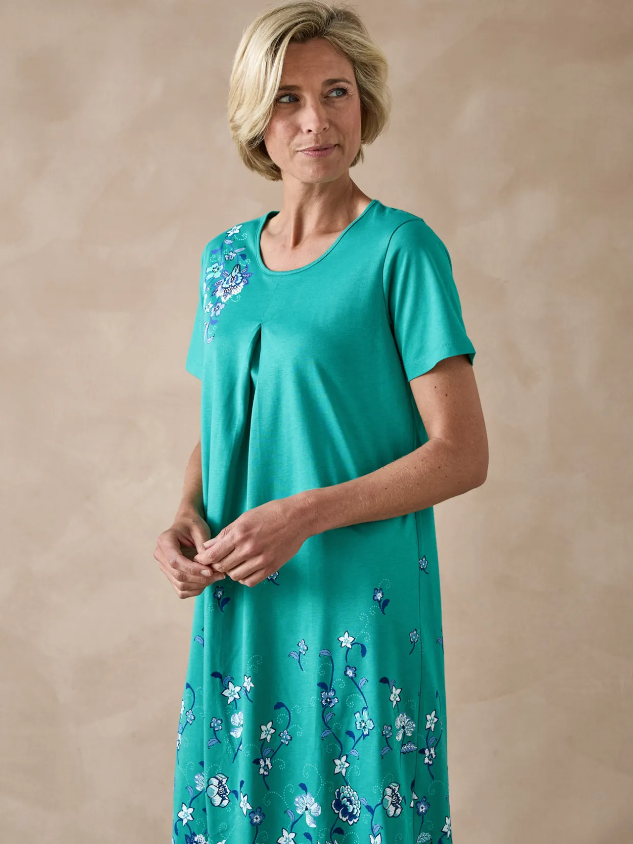 Daxon Chemise de nuit manches courtes coton