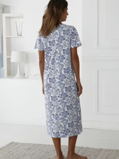 Daxon Chemise de nuit manches courtes en coton