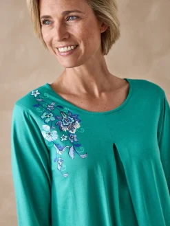 Daxon Chemise de nuit manches longues coton