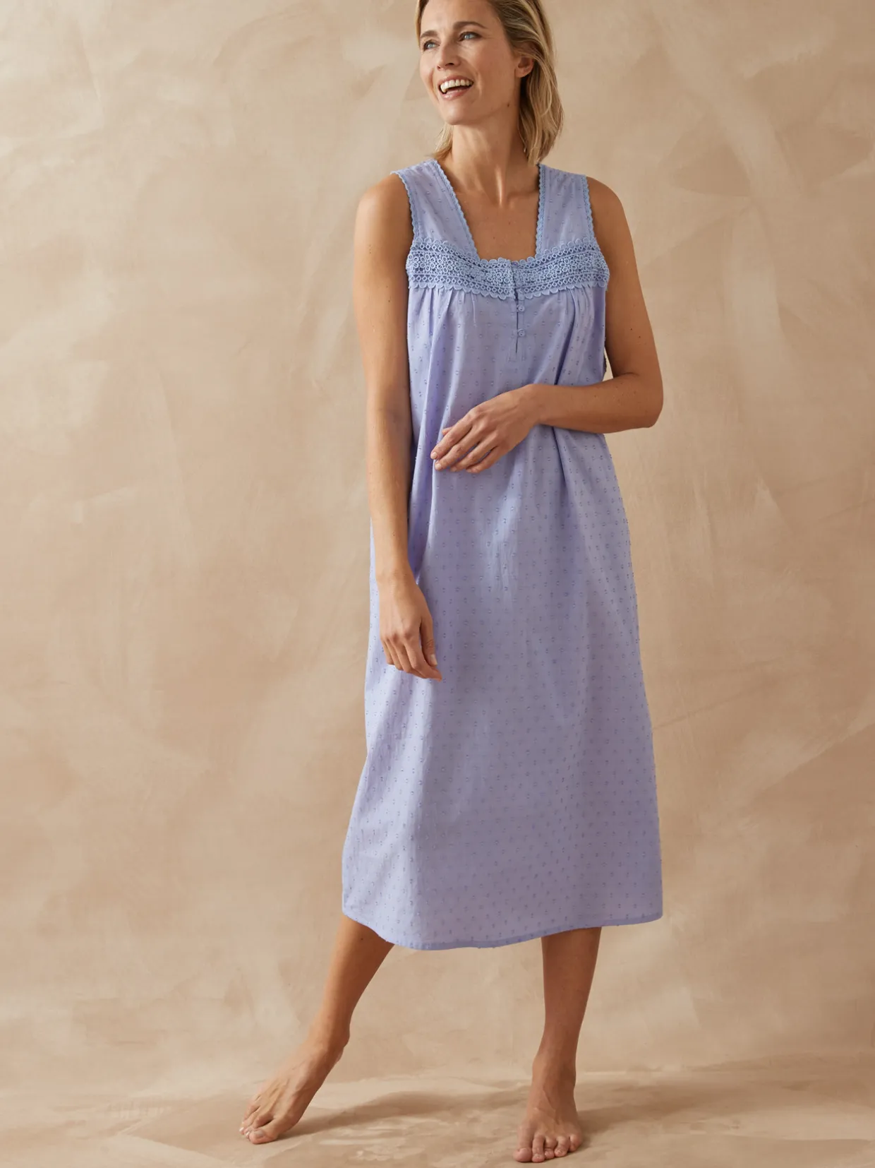 Daxon Chemise de nuit plumetis larges bretelle