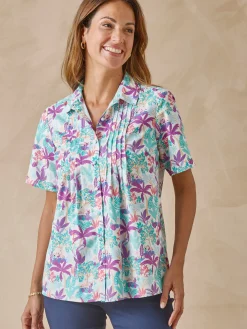 Femme Daxon Chemisier effet plastron manches courtes