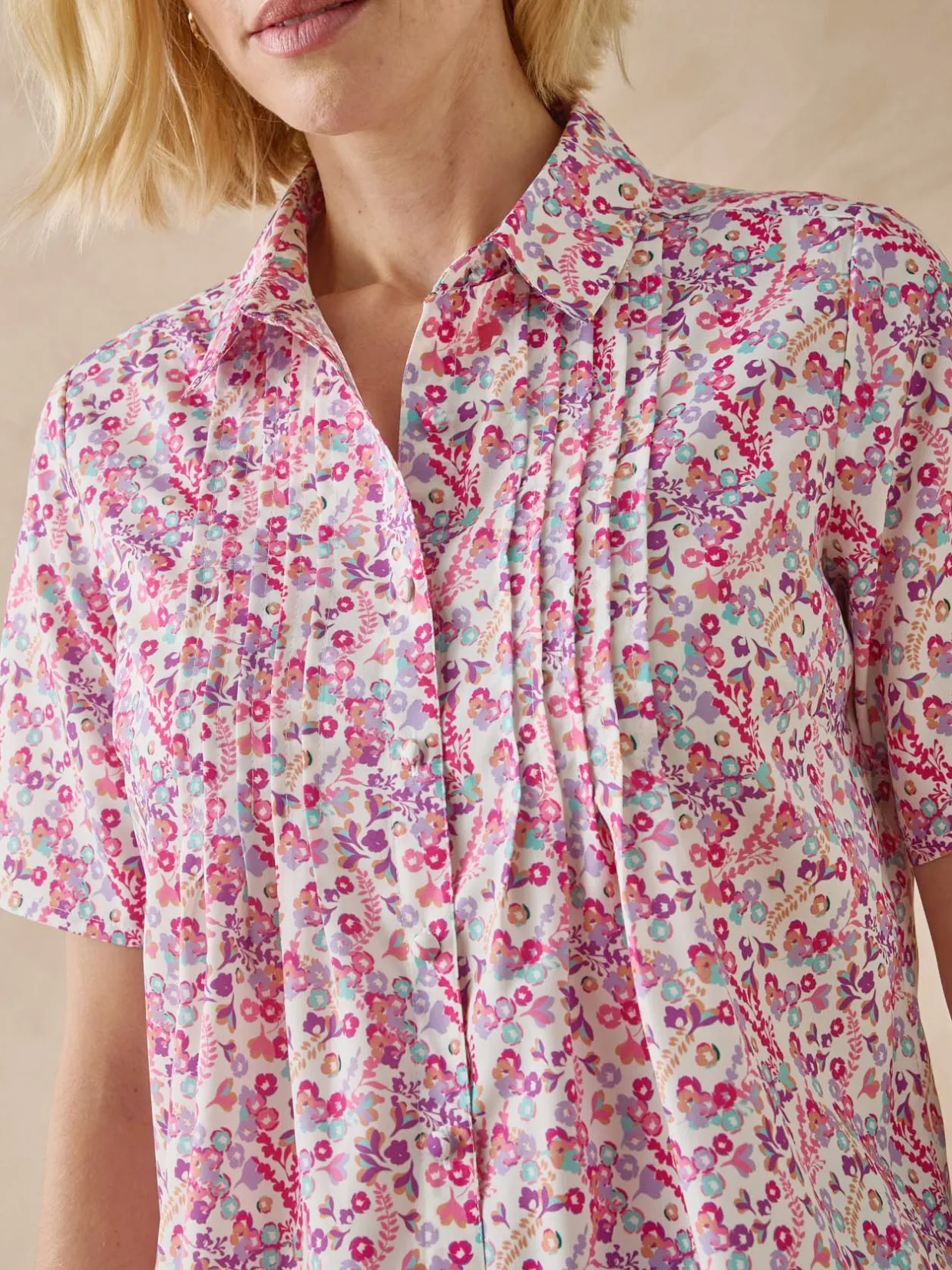 Femme Daxon Chemisier effet plastron manches courtes