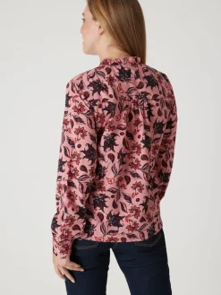 Femme Daxon Chemisier en crêpe col montant volanté