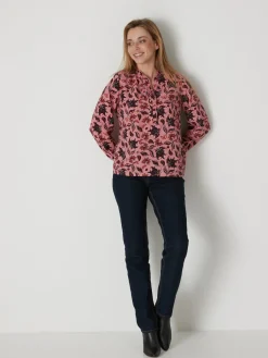 Femme Daxon Chemisier en crêpe col montant volanté