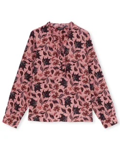 Femme Daxon Chemisier en crêpe col montant volanté