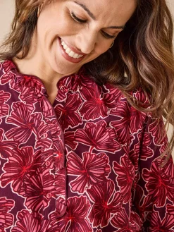 Femme Daxon Chemisier en crêpe col montant volanté