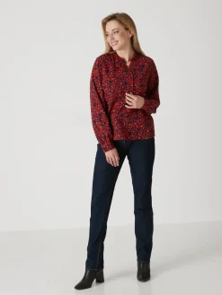 Femme Daxon Chemisier en crêpe col montant volanté