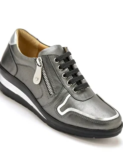 Femme Pédiconfort Derbies détails métallisés zip et lacets