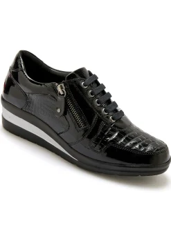 Femme Pédiconfort Derbies détails métallisés zip et lacets