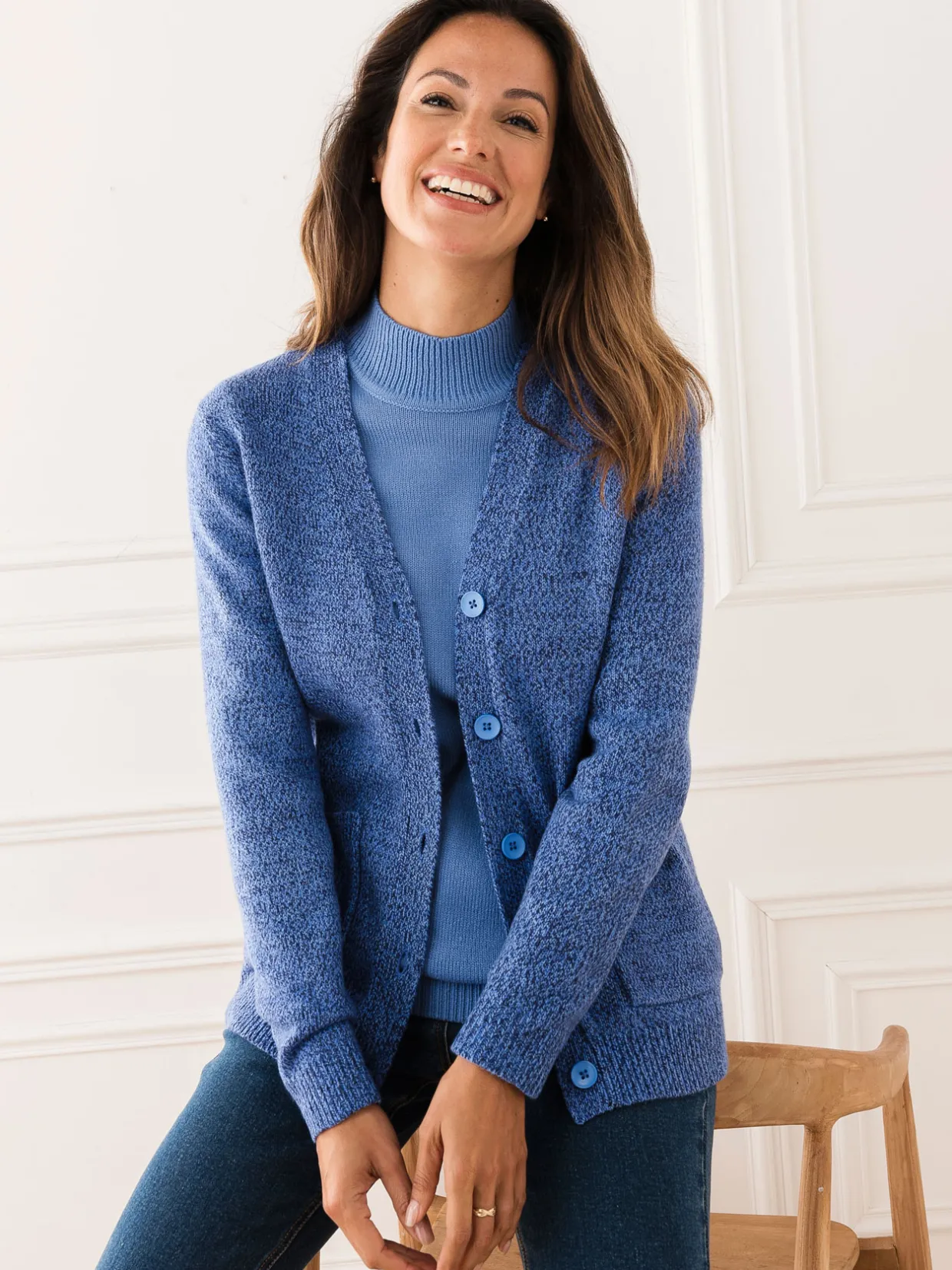 Femme Daxon Gilet classique en maille chinée