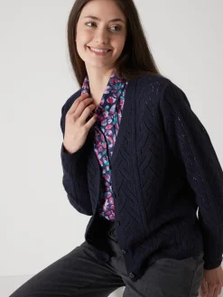 Femme Daxon Gilet maille point fantaisie avec laine