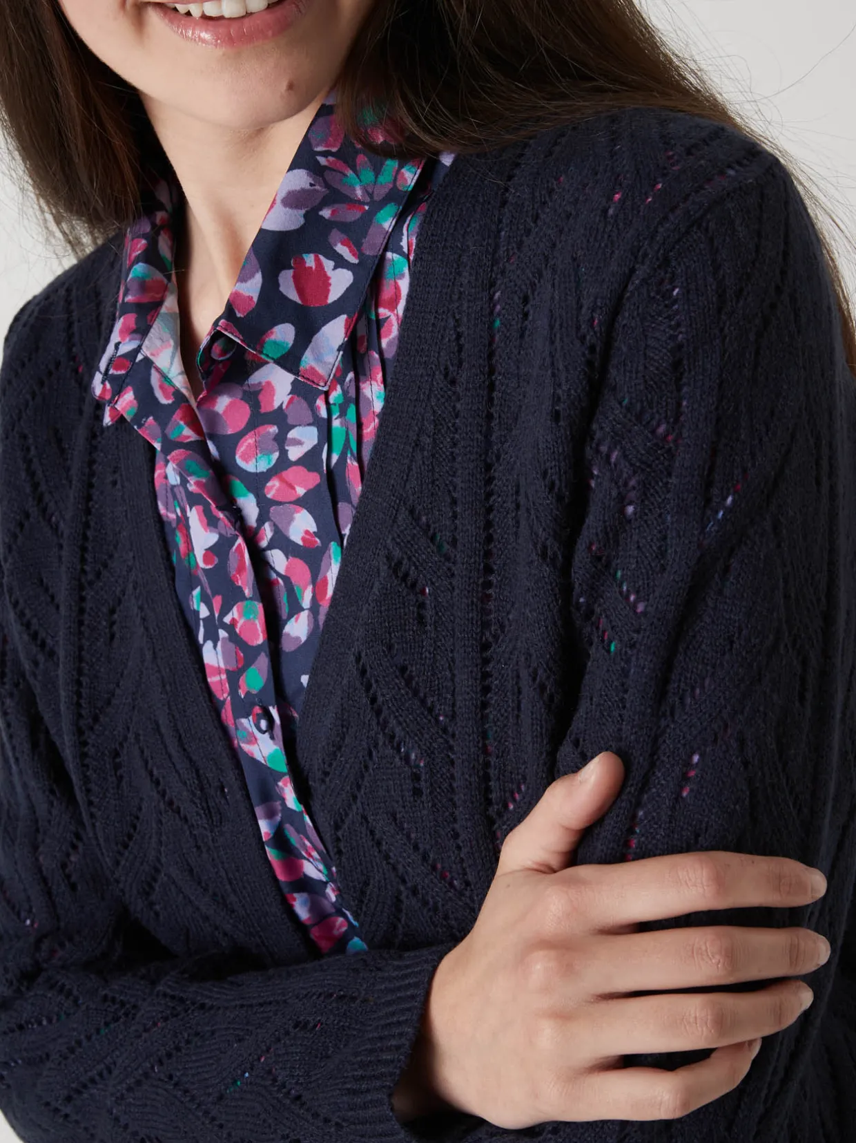 Femme Daxon Gilet maille point fantaisie avec laine