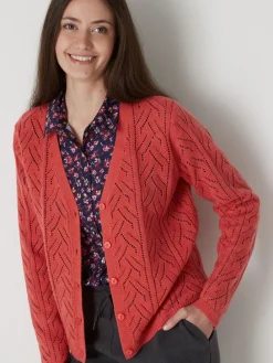 Femme Daxon Gilet maille point fantaisie avec laine