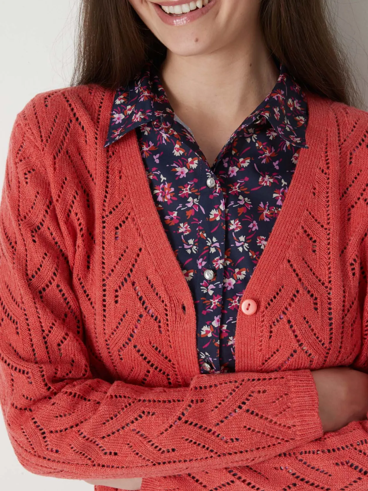 Femme Daxon Gilet maille point fantaisie avec laine