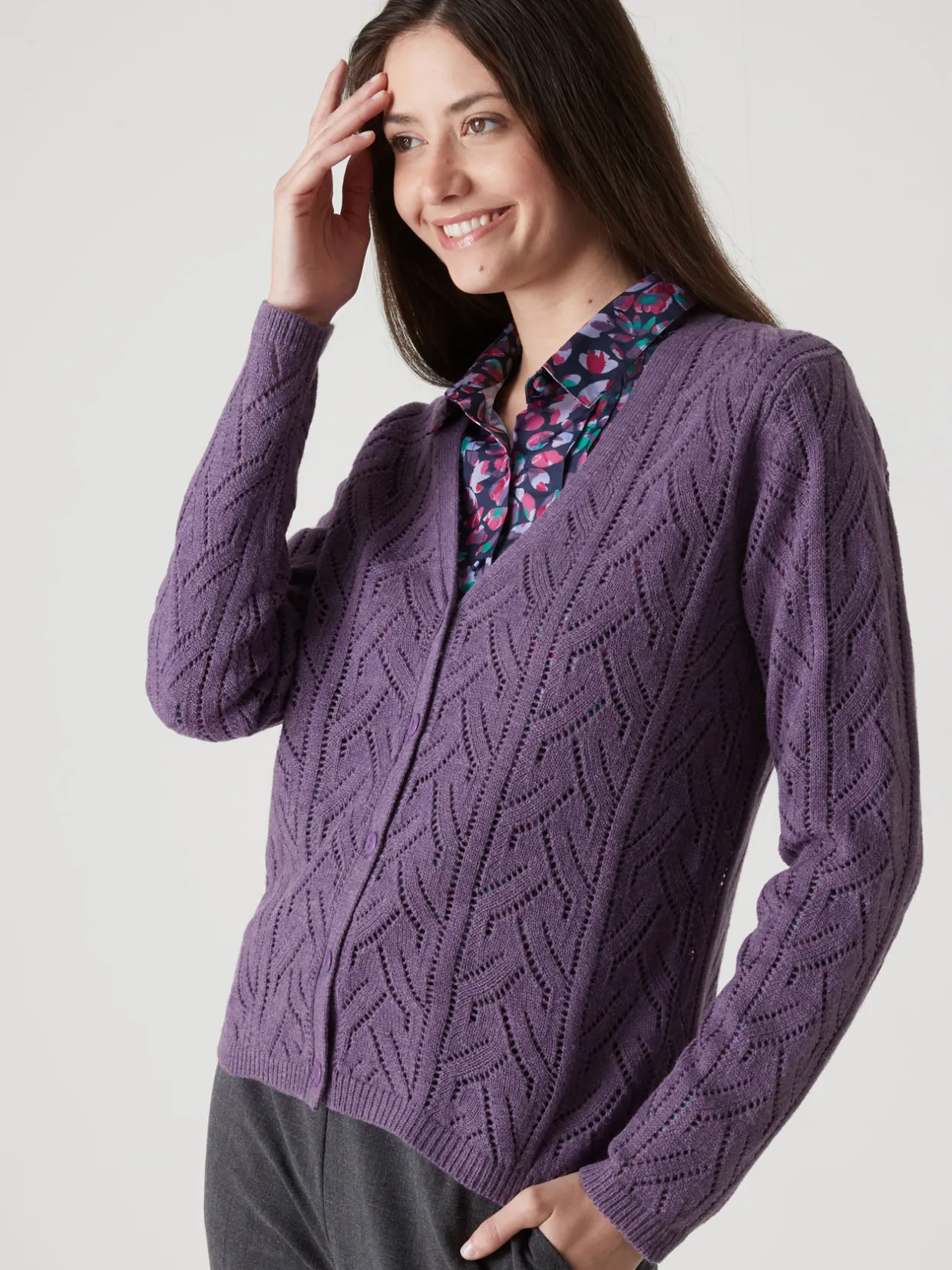 Femme Daxon Gilet maille point fantaisie avec laine