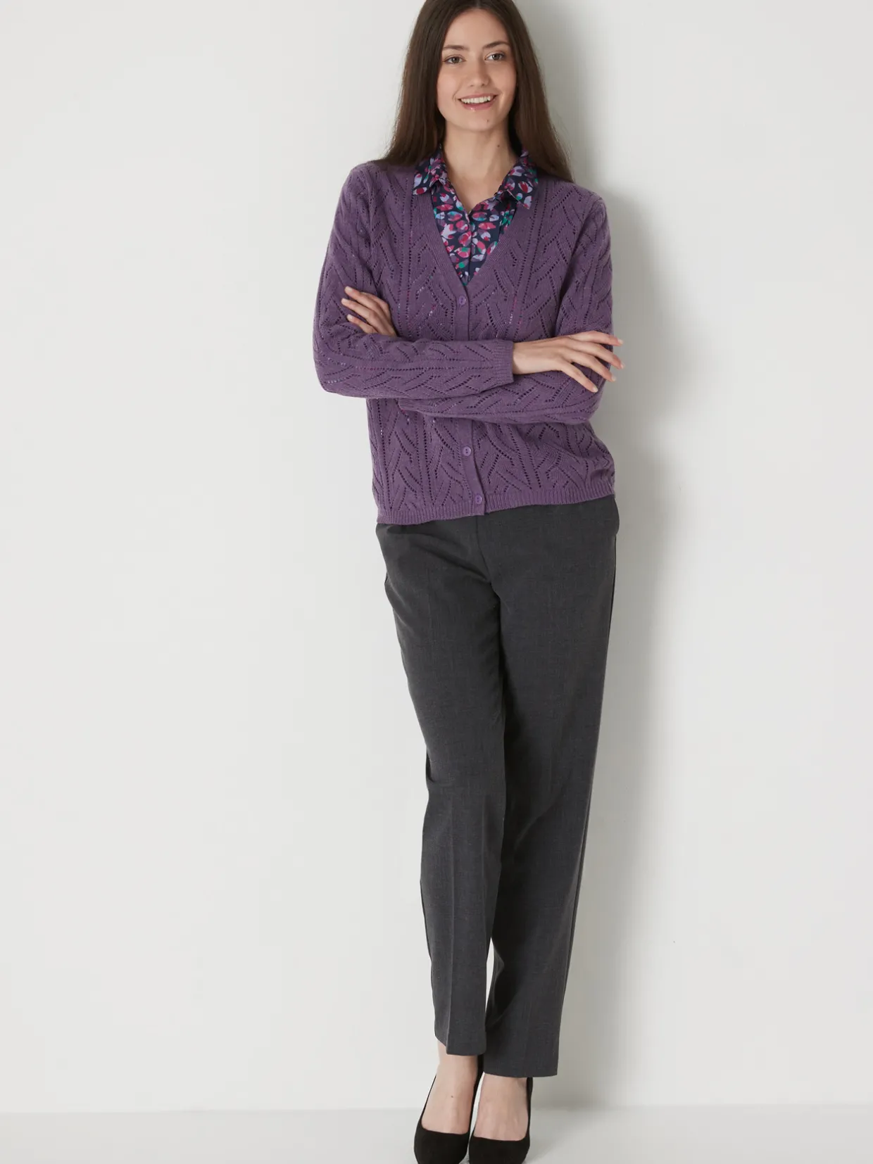 Femme Daxon Gilet maille point fantaisie avec laine