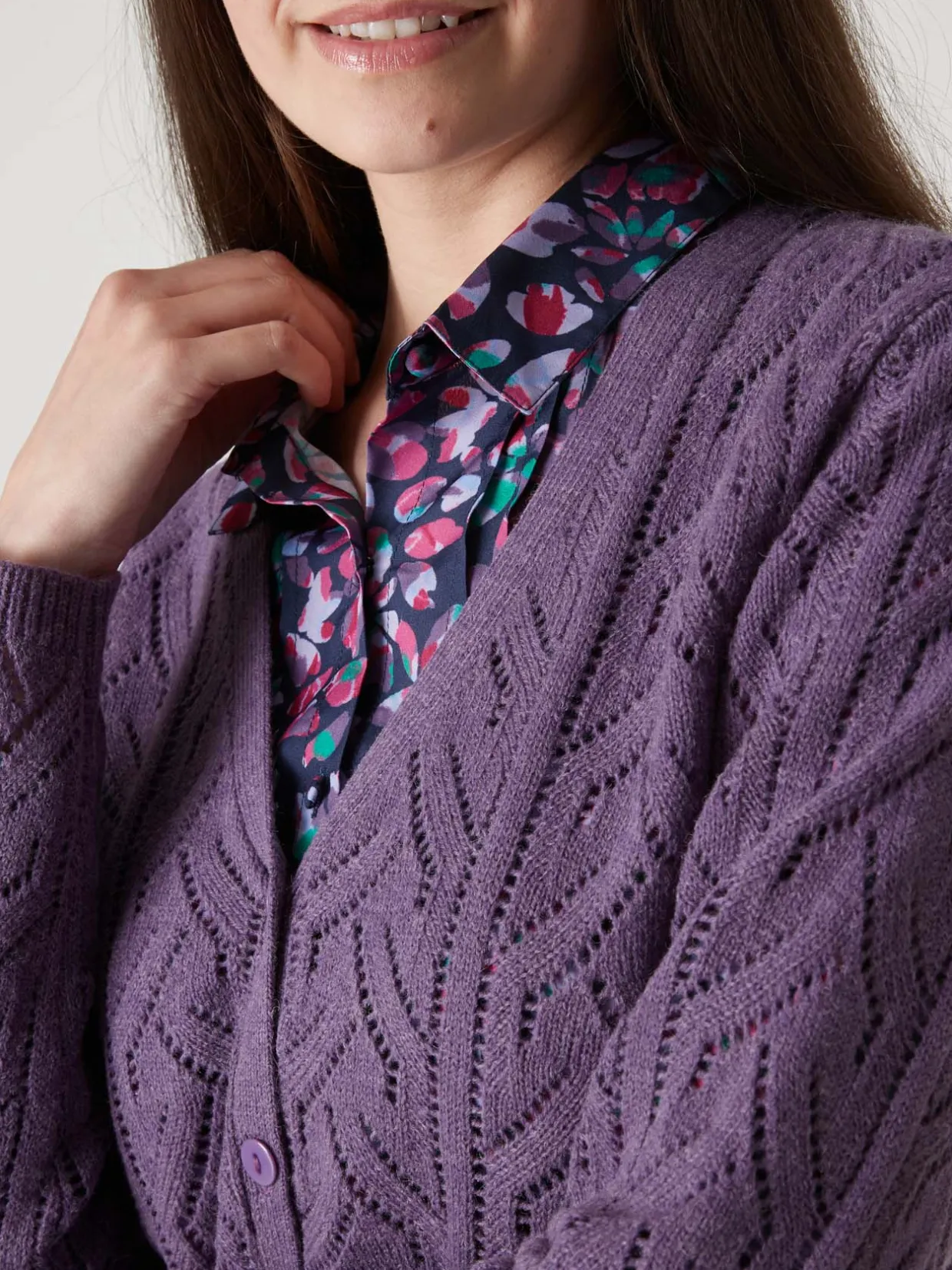 Femme Daxon Gilet maille point fantaisie avec laine