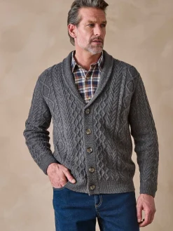 Homme Daxon Gilet torsadé col châle avec laine