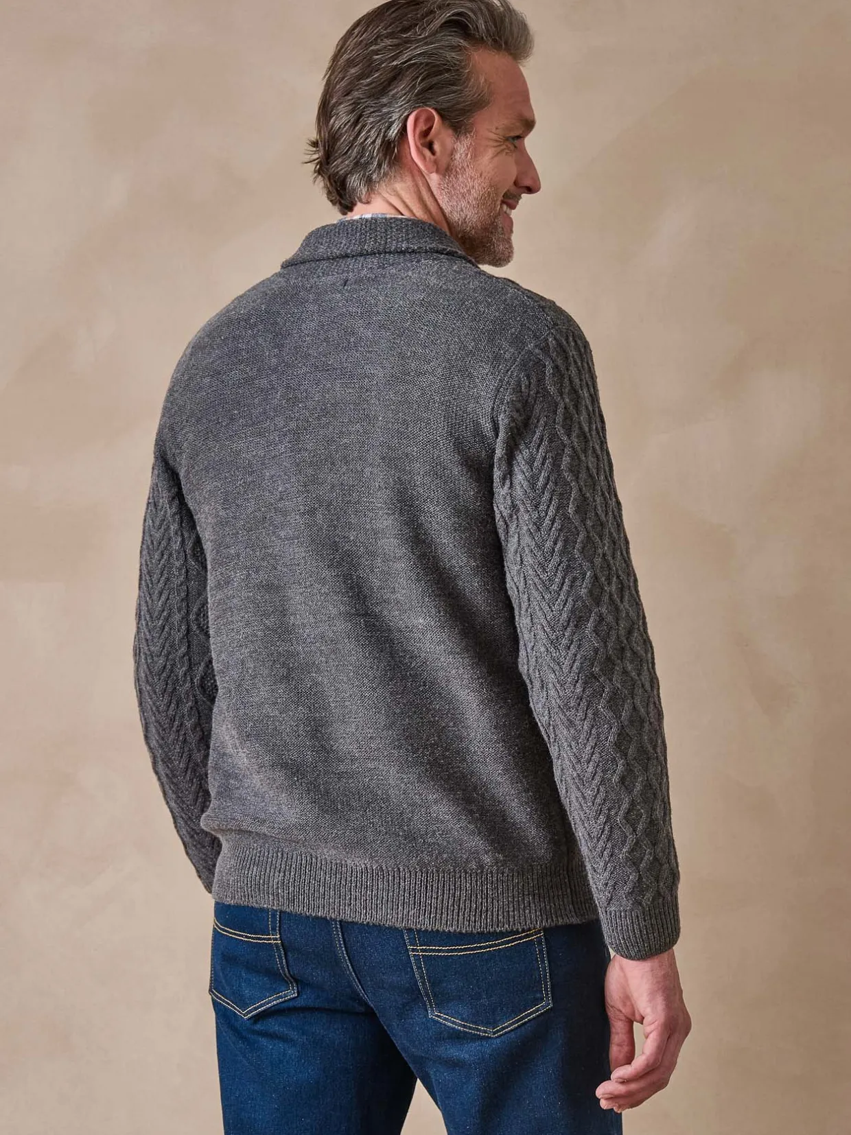 Homme Daxon Gilet torsadé col châle avec laine