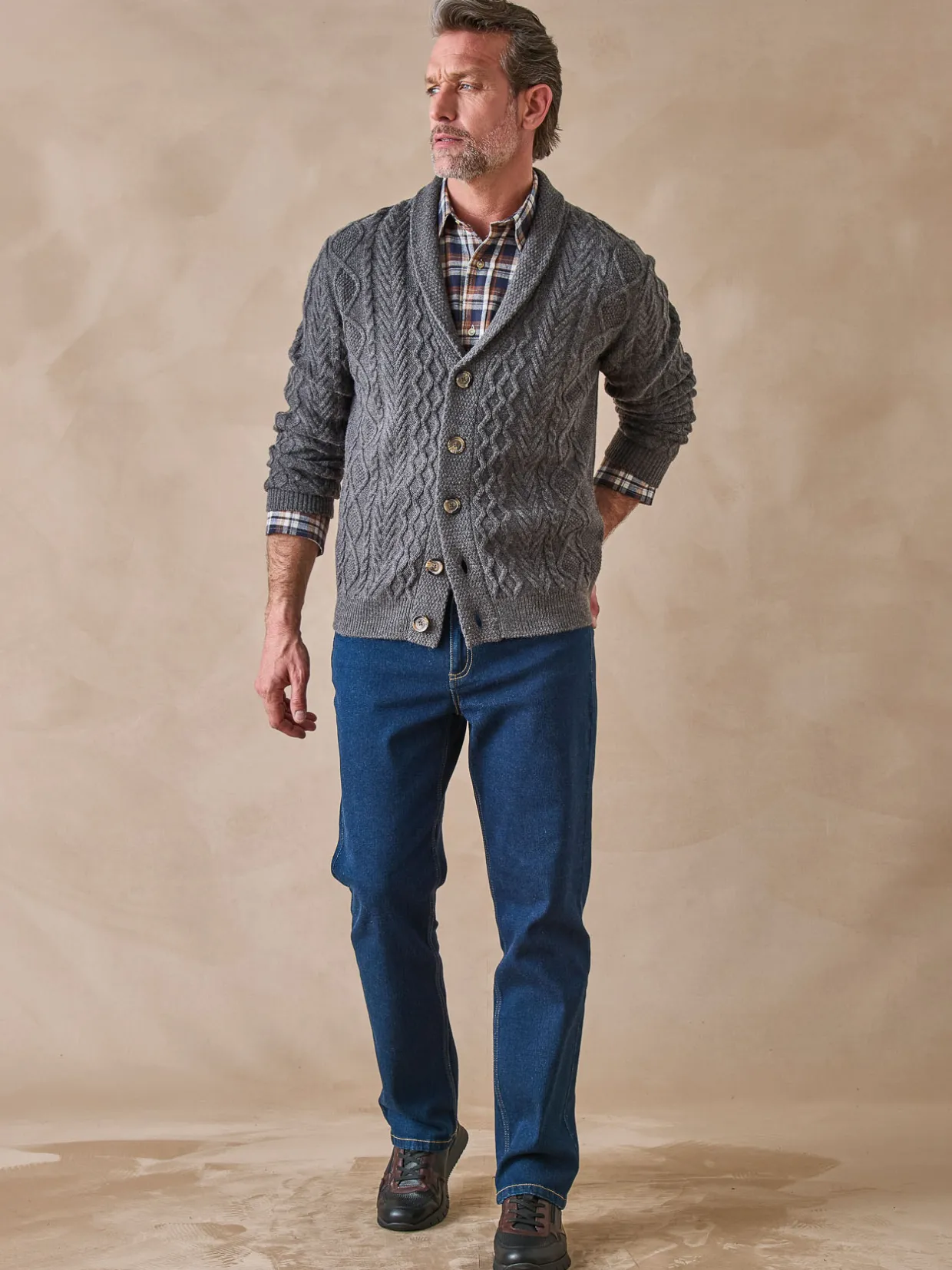 Homme Daxon Gilet torsadé col châle avec laine