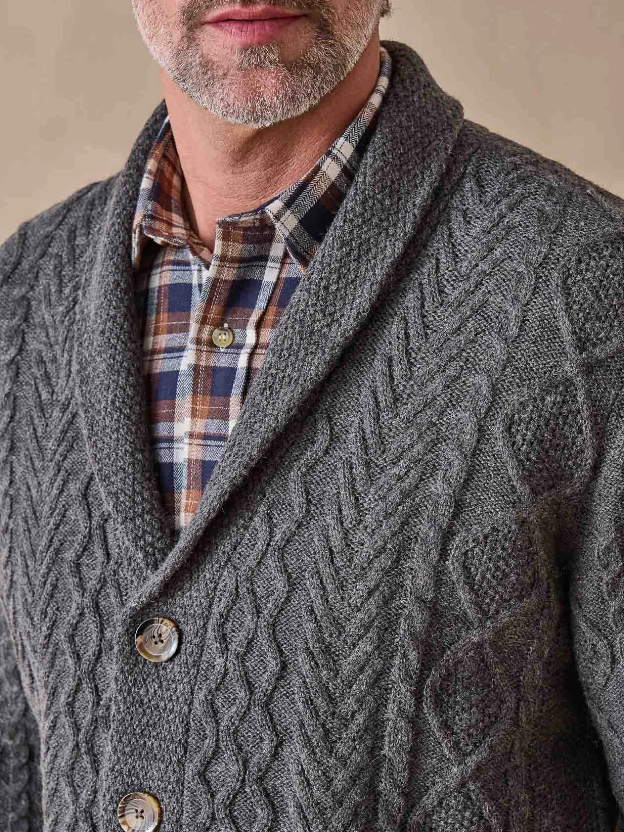 Homme Daxon Gilet torsadé col châle avec laine