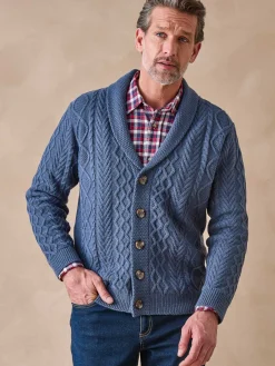 Homme Daxon Gilet torsadé col châle avec laine