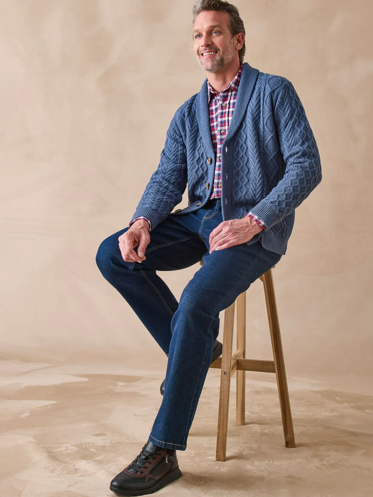 Homme Daxon Gilet torsadé col châle avec laine