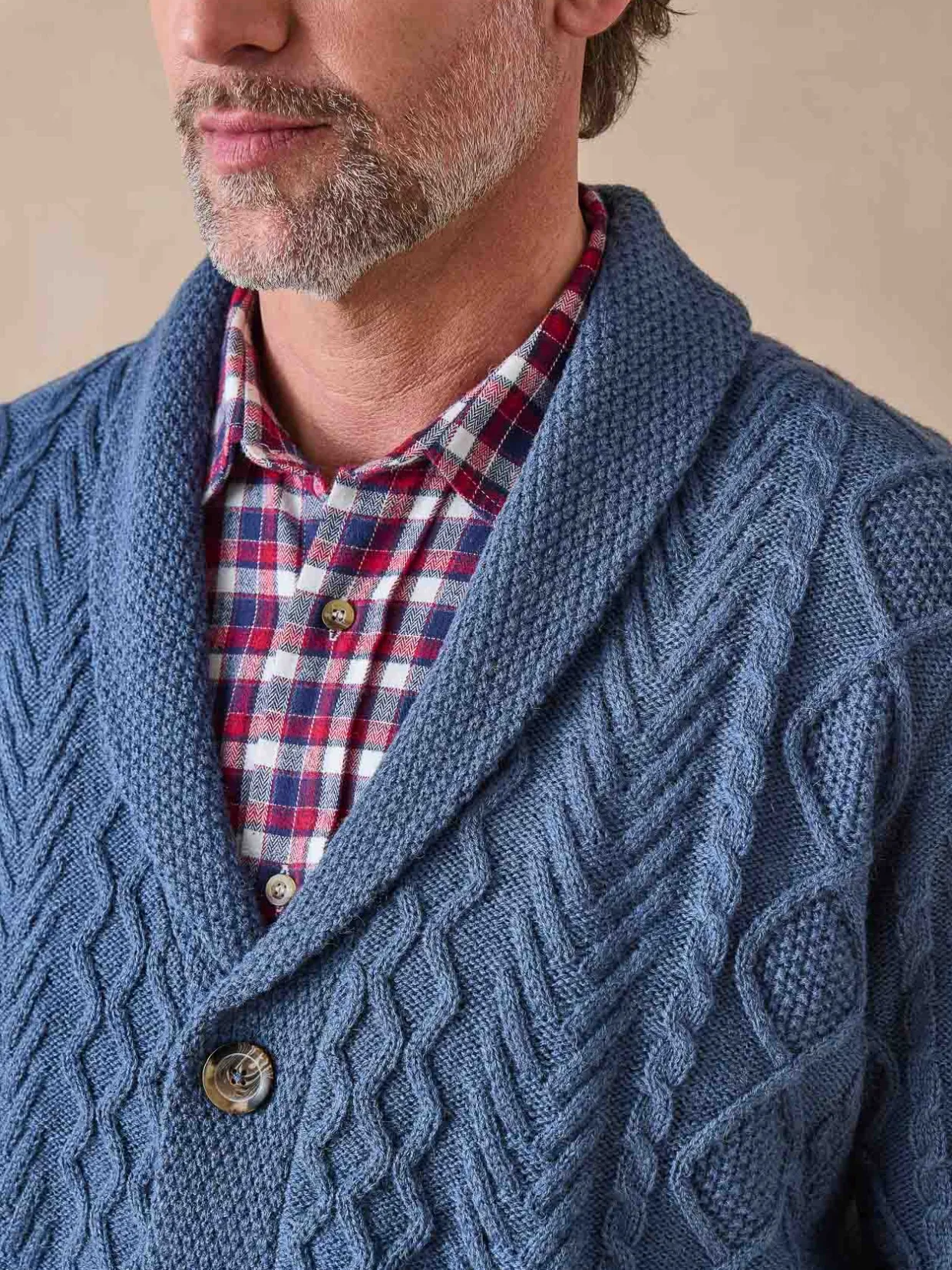 Homme Daxon Gilet torsadé col châle avec laine