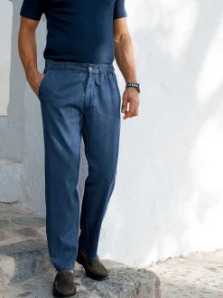 Homme Daxon Jean droit pur coton taille élastiquée