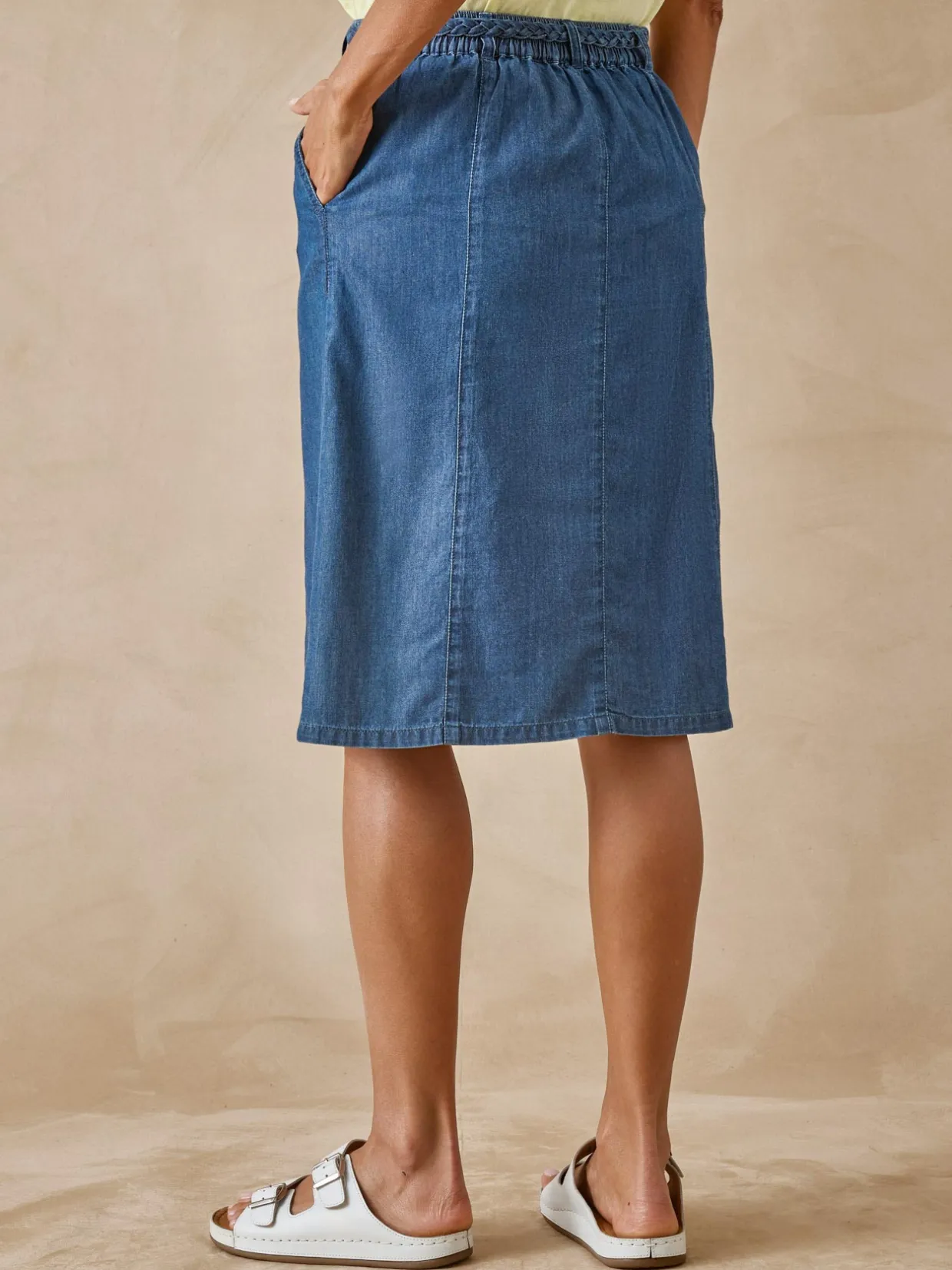 Femme Daxon Jupe en chambray entièrement boutonnée