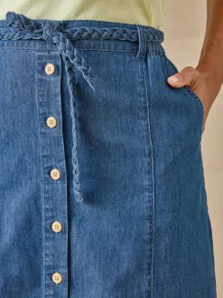 Femme Daxon Jupe en chambray entièrement boutonnée