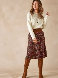 Femme Daxon Jupe en maille, entièrement élastiquée