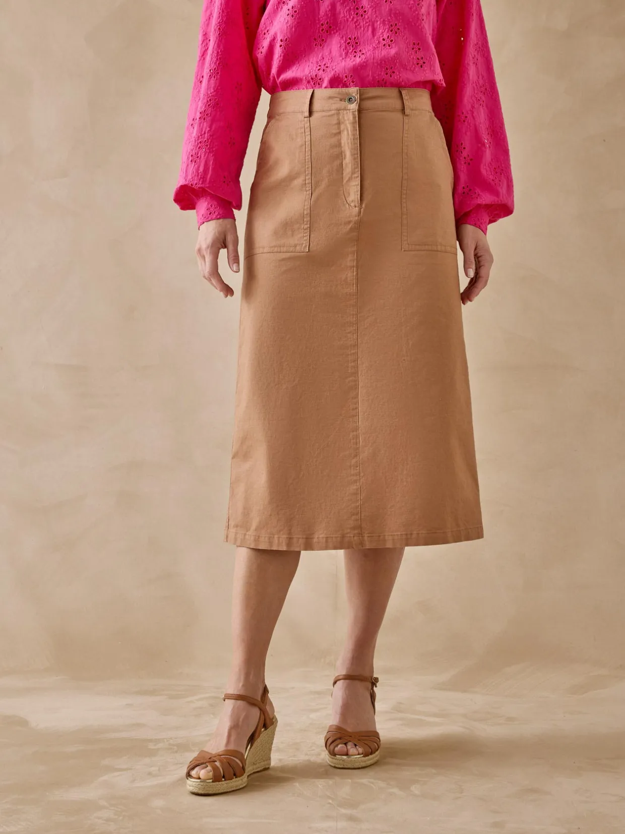 Femme Daxon Jupe en toile coton et lin