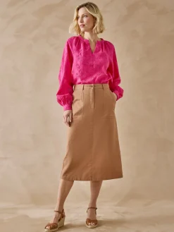Femme Daxon Jupe en toile coton et lin