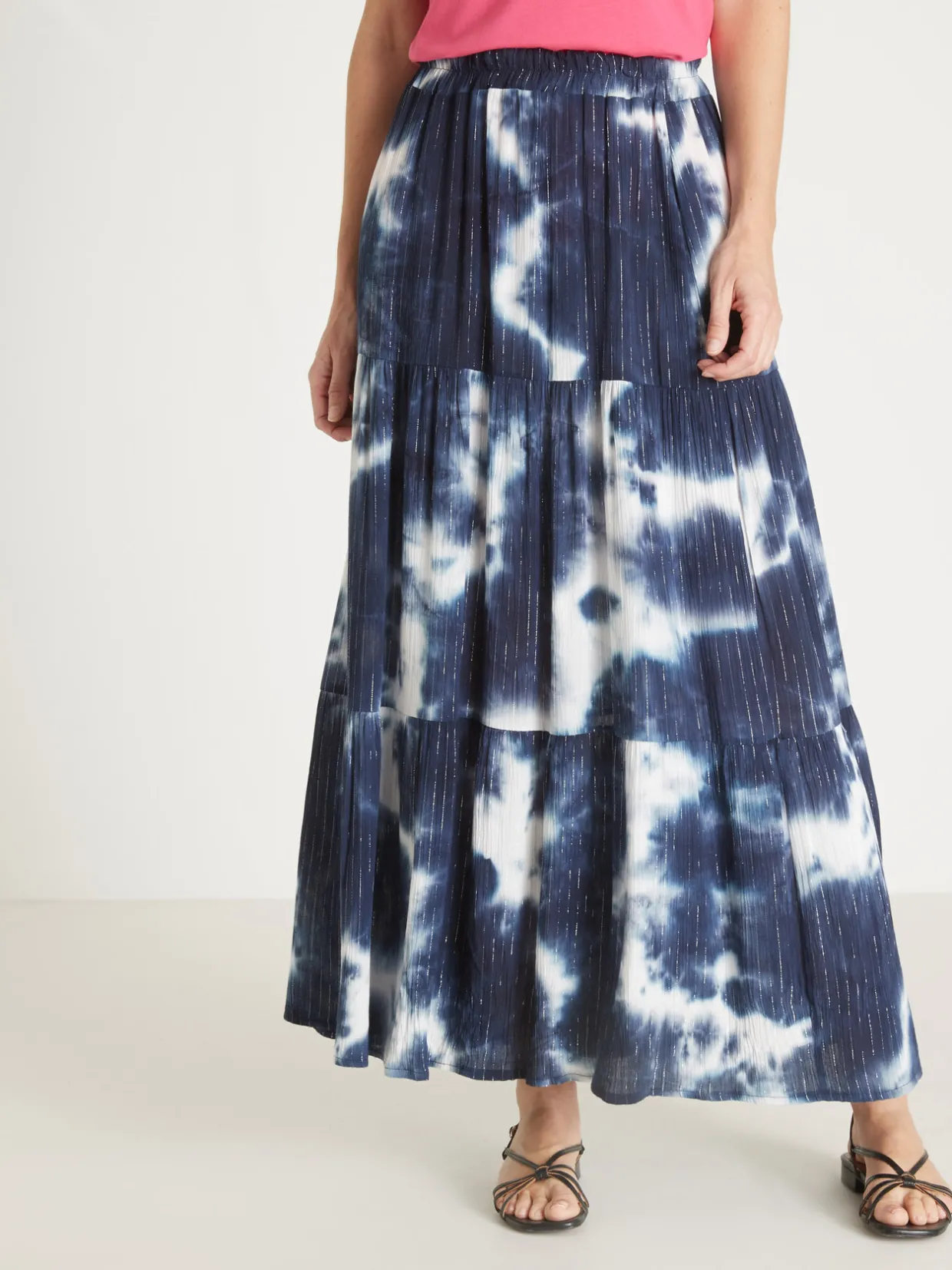 Femme Daxon Jupe élastiquée tie and dye à volants