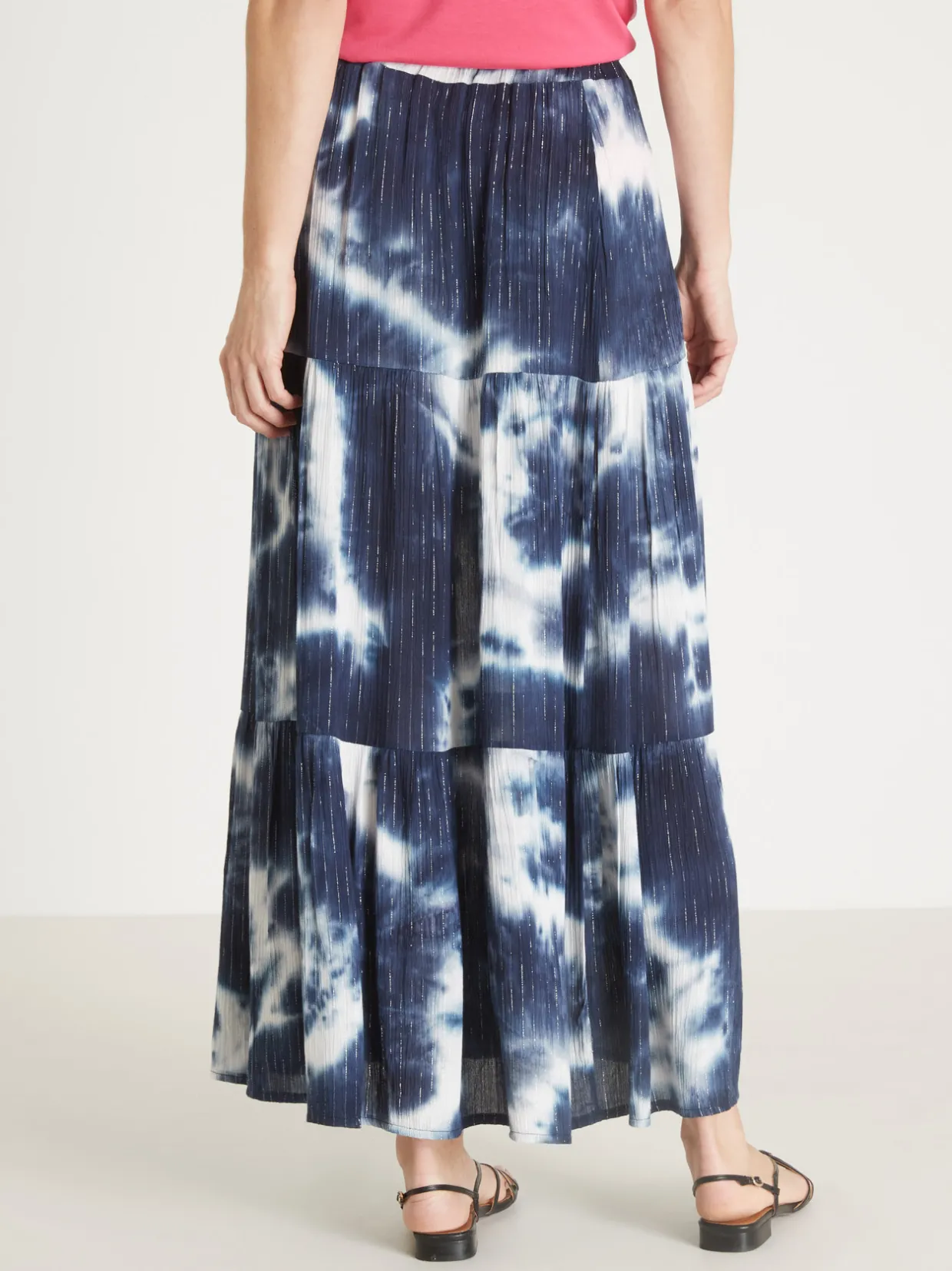 Femme Daxon Jupe élastiquée tie and dye à volants