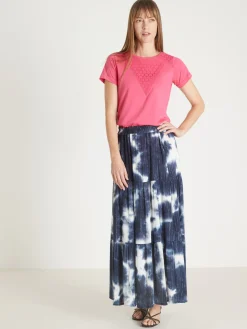 Femme Daxon Jupe élastiquée tie and dye à volants