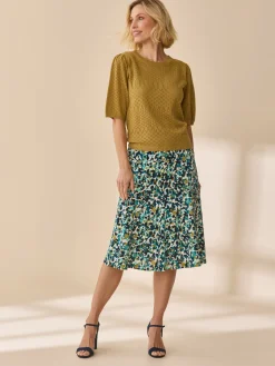 Femme Daxon Jupe évasée en maille crêpe